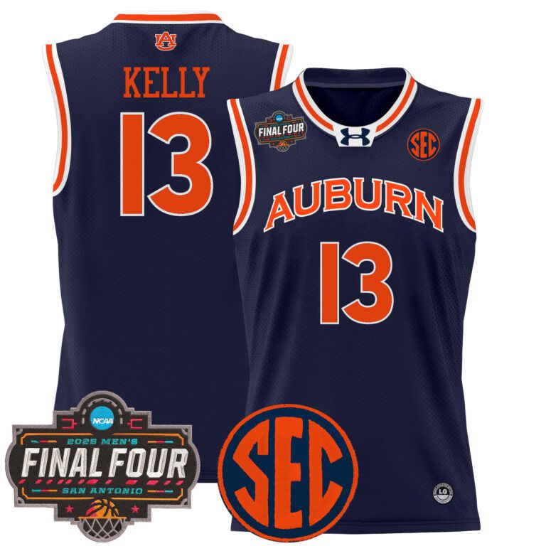 Men Auburn Tigers #13 Kelly blue 2025 Final Four Patch Lightweight  NCAA Jersey
